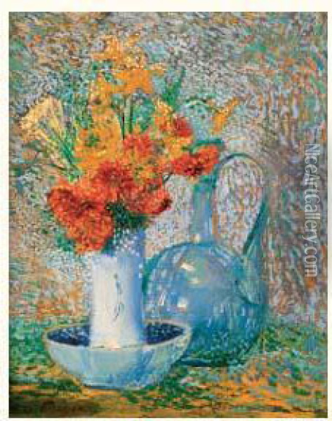 Nature Morte Au Vase De Fleurs Oil Painting - Hippolyte Petitjean