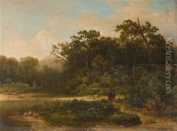 Kinderpaar An Einem Flusslauf Oil Painting - Otto Reinhold Jacobi