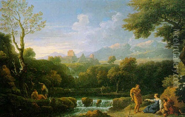 Paesaggio Classico Laziale Con La Piramide Cestia Oil Painting - Jan Frans van Bloemen