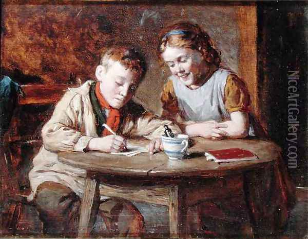 Writing a Letter Oil Painting - William Hemsley