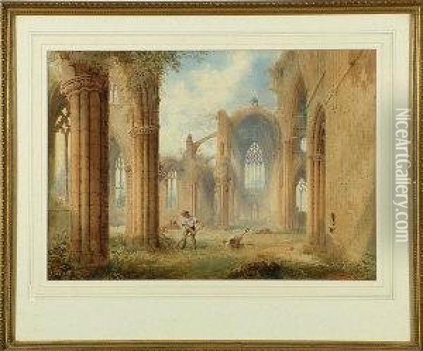 Melrose Abbey Oil Painting - Joseph Skelton