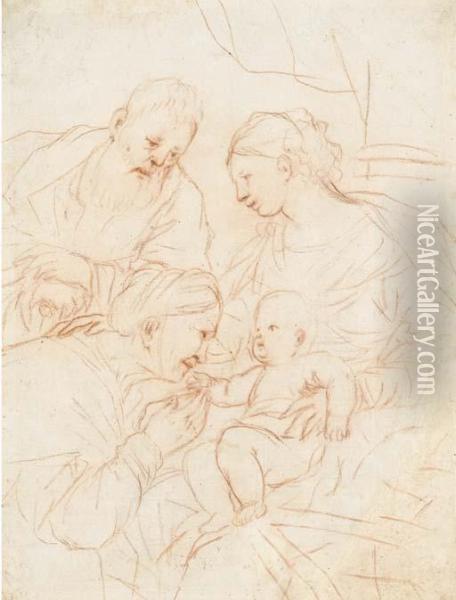 La Sainte Famille Avec Sainte Elisabeth Oil Painting - Luca Giordano