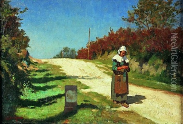 Bretonne A Pont-aven Oil Painting - William A. Breakspeare