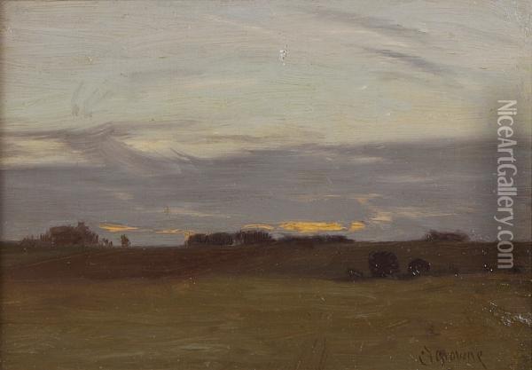 A Prairie Sunset, Dekalb County, Illinois Oil Painting - Charles Francis Browne