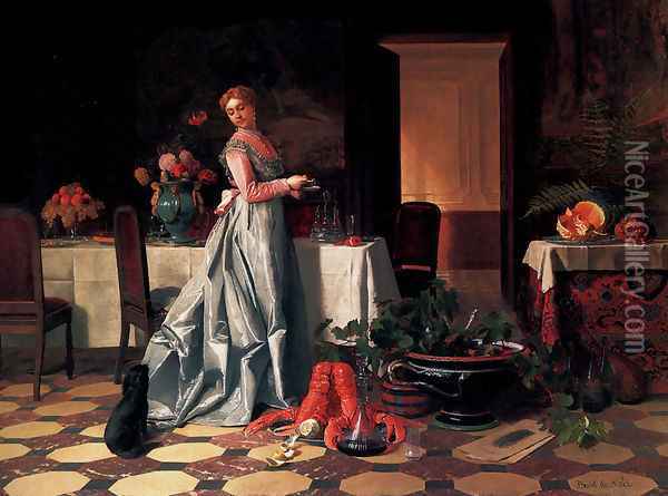 Preparing The Banquet Oil Painting - David Emil Joseph de Noter