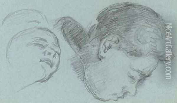 Etudes de tetes Paul Cezanne fils et un enfant Oil Painting - Paul Cezanne