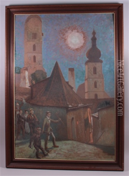 Am Heimweg Vom Heurigen In Krems/stein Oil Painting - Rudolf Weber