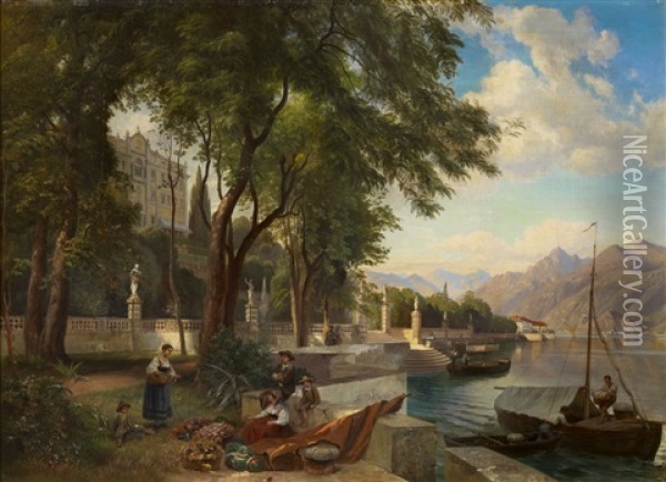 Villa Carlotta Near Lake Como Oil Painting - Carl Maria Nicolaus Hummel