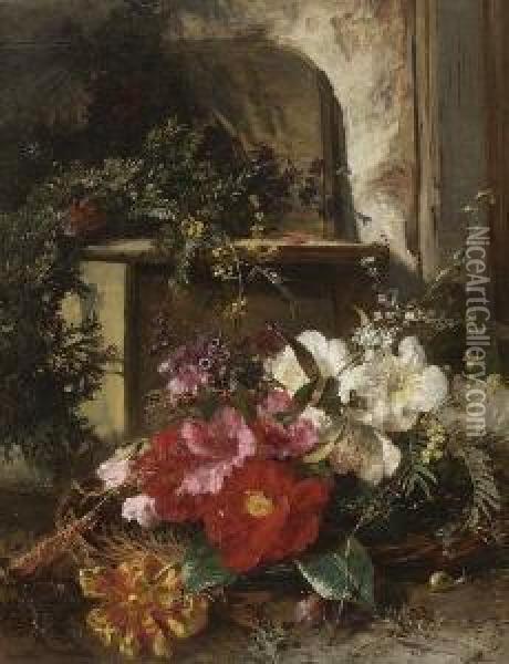 Blumenarrangement Im
 Weidenkorb Oil Painting - Anna Peters