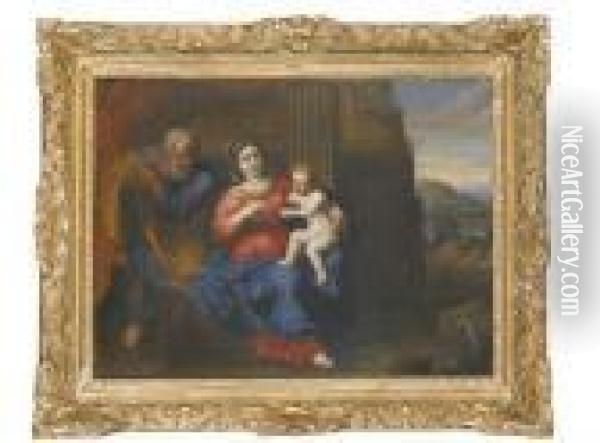 Sainte Famille Dans Un Paysage Oil Painting - Nicolas Poussin