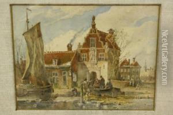 Hollands Havenplaatsje Oil Painting - Pieter Van Borselen