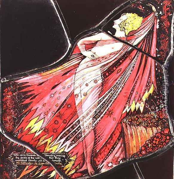 The Geneva Window depicting a character from 'Mr Gilhooley', 1929 Oil Painting - Harry Clarke