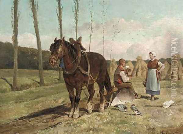 The midday rest Oil Painting - F. Van Lumgutten
