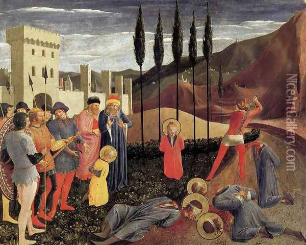 Beheading of Saint Cosmas and Saint Damian 1438 Oil Painting - Angelico Fra