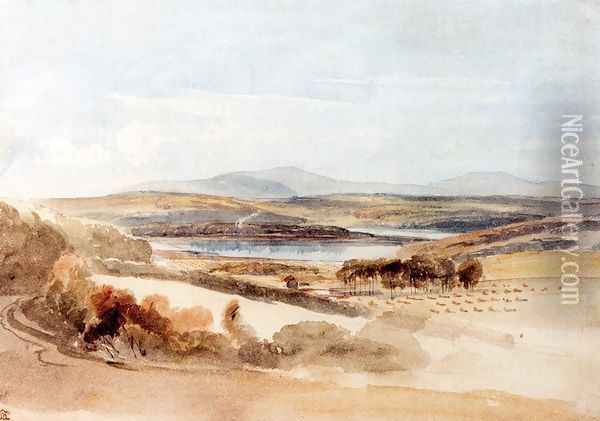 View Of A Loch And Mountains, Kirkcudbrightshire Oil Painting - William Leighton Leitch