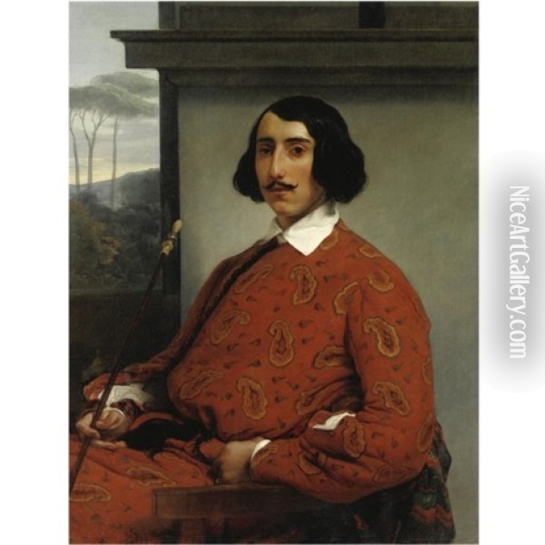 Ritratto Di Gentiluomo, Duca Manolo Nuoez Falco Oil Painting - Francesco Hayez