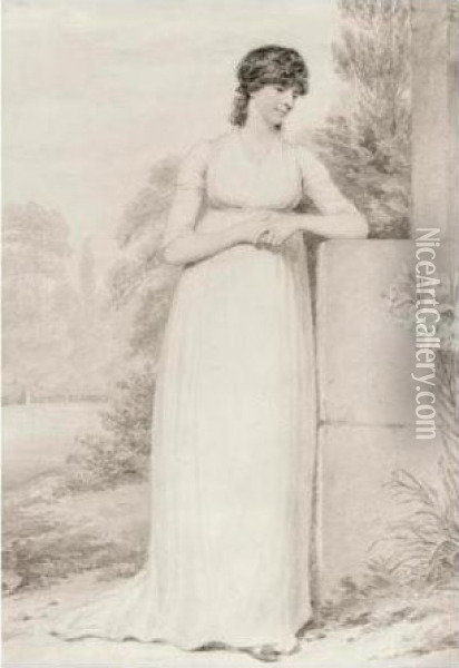 Portrait Of Bridget Holland Oil Painting - Henry Edridge