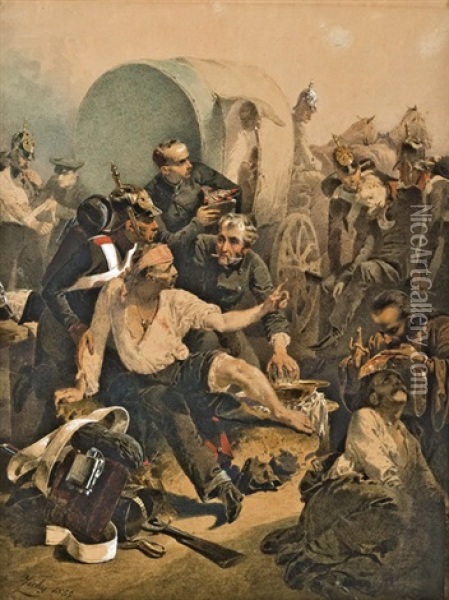 Der Verwundete Soldat Oil Painting - Mihaly von Zichy