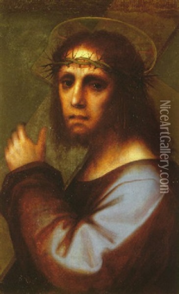 Christ Carrying The Cross Oil Painting - Domenico Puligo