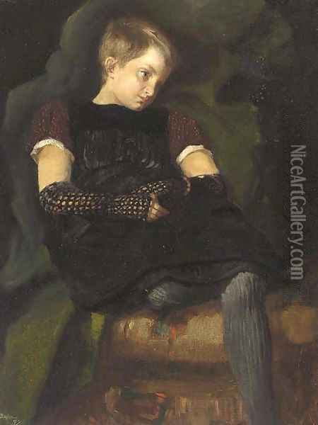 The little Breton girl Oil Painting - Frederick William Bruce
