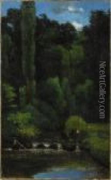 Stream In The Forest Oil Painting - Gustave Courbet