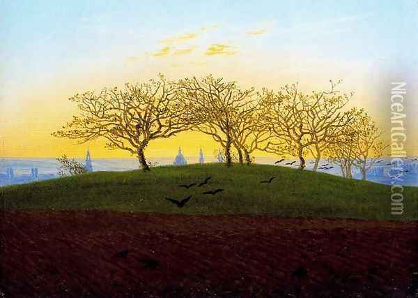 Hill and Ploughed Field near Dresden Oil Painting - Caspar David Friedrich