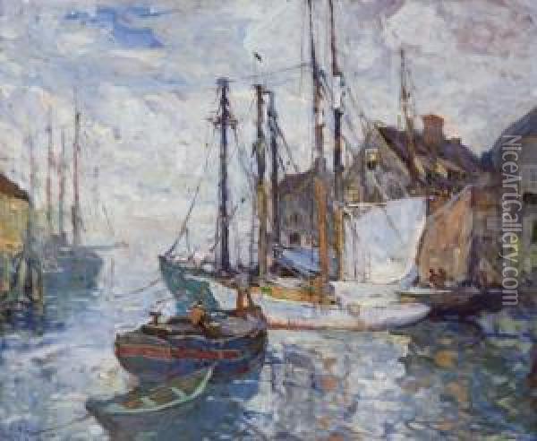 ''an Unfrequented Harbor, Cape Ann'' Oil Painting - Harry Aiken Vincent