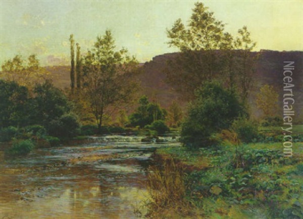 Flusslandschaft In Der Dammerung Oil Painting - Albert Gabriel Rigolot