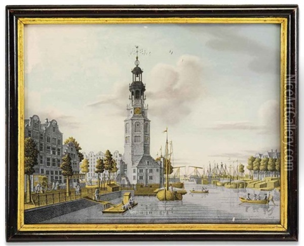 View Of Amsterdam (after Simon Fokke) Oil Painting - Jonas Zeuner
