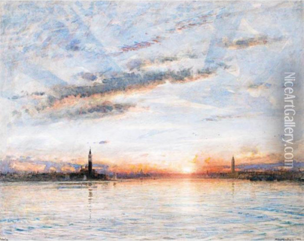 Venice, San Giorgio Maggiore And The Bacino Oil Painting - Albert Goodwin