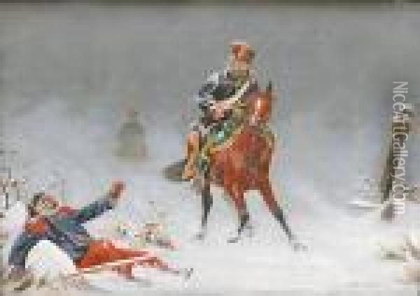 Soldiers In The Snow Oil Painting - Christian I Sell