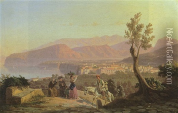 Blick Auf Sorrent Oil Painting - Carl (Karl) Wilhelm Goetzloff