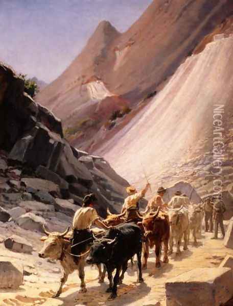 Transporting Marble at Carrara, 1868 Oil Painting - Nikolai Nikolaevich Ge