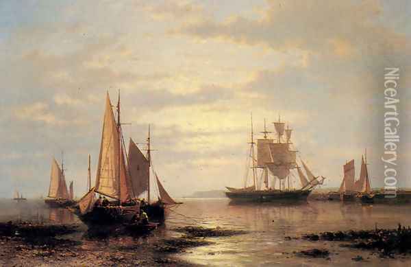 Twilight Sails Oil Painting - Abraham Hulk Snr