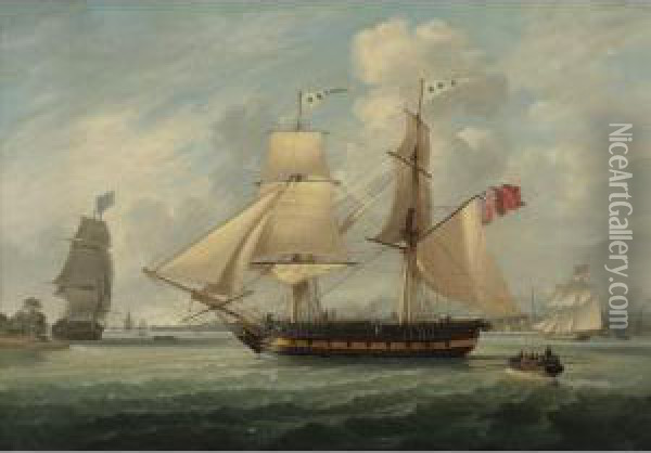 A Brig Entering Liverpool Oil Painting - Robert Salmon