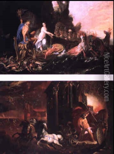 Le Triomphe De Neptune Et D'amphitrite Et Le Triomphe De Pluton Oil Painting - Joseph Heintz the Younger