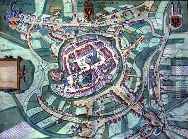 Map of Schleiden from Civitates Orbis Terrarum Oil Painting - Joris Hoefnagel