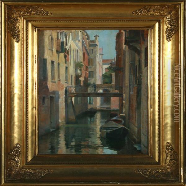 Scenery From Venice Oil Painting - Bertel Hansen-Svaneke