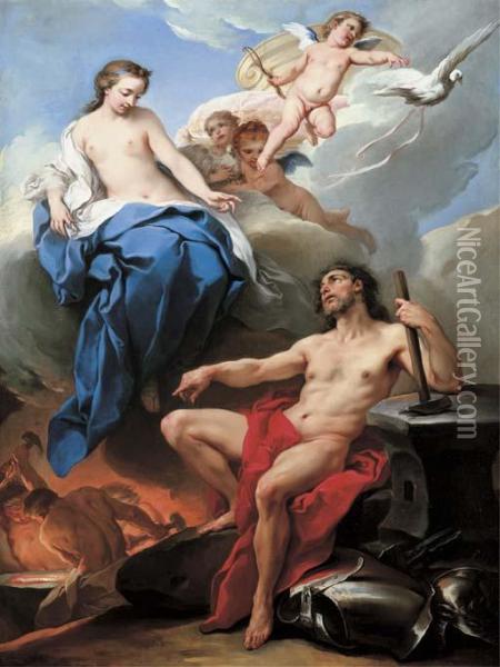 Venus Requesting Vulcan To Make Arms For Aeneas Oil Painting - Carle van Loo