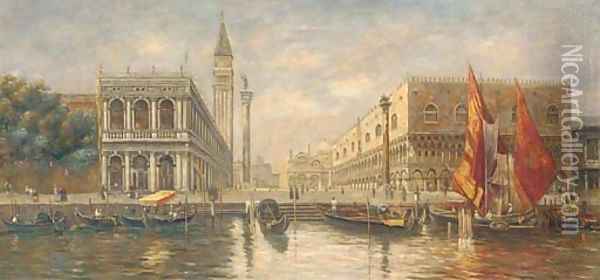 A view of St. Mark's Square; and Another similar Oil Painting - Continental School