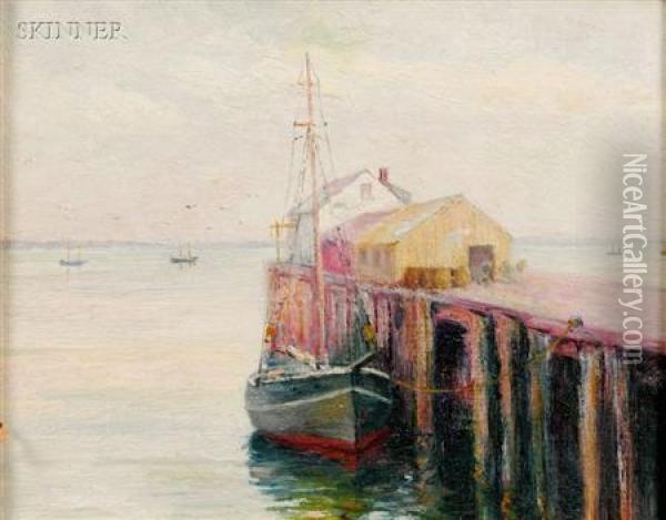 Provincetown Dock Oil Painting - William Anton Joseph Claus