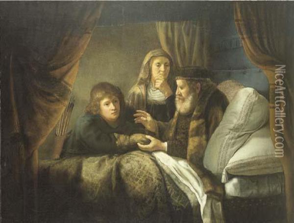Isaac Blessing Jacob Oil Painting - Rembrandt Van Rijn