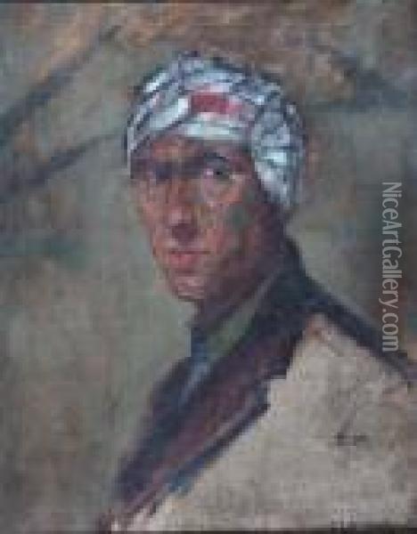 Portrait Of A Woundedsoldier Oil Painting - Christopher R. Wynne Nevinson