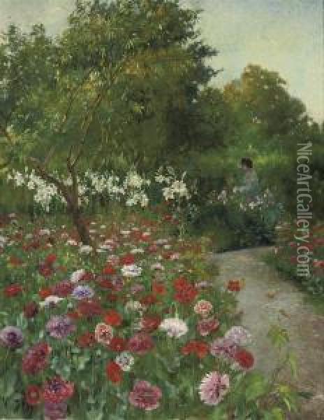 A Garden In Bloom Oil Painting - Henri Prosper Wirth