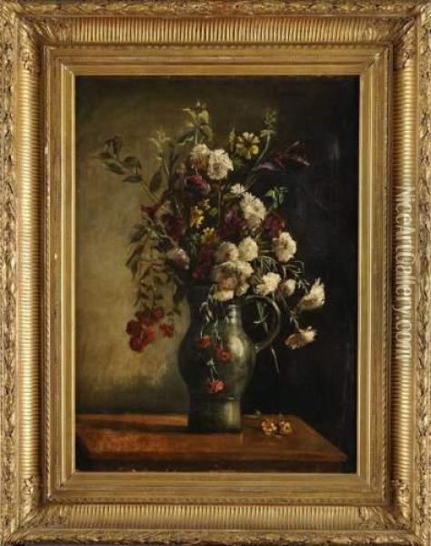 Bouquet De Fleurs Dans Unpichet Oil Painting - Hippolyte Pierre Delanoy