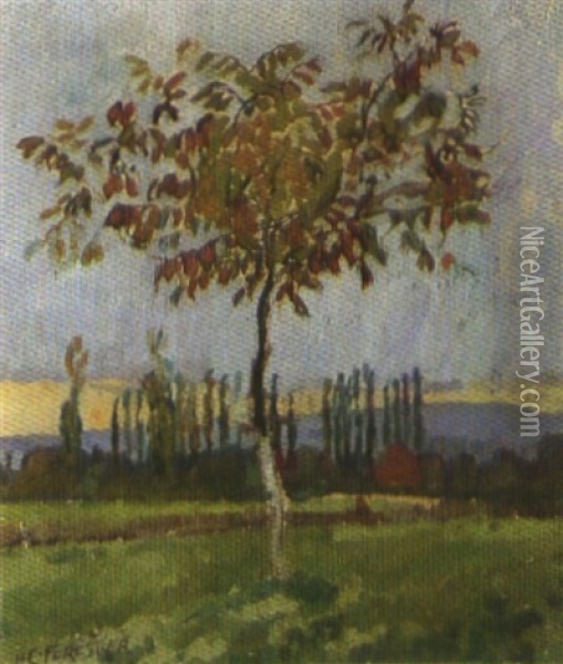 Herbstlandschaft Mit Jungem Baum Oil Painting - Henry-Claudius Forestier