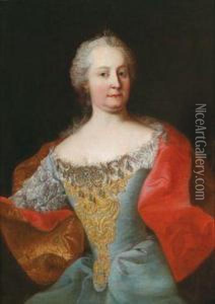 Halbfigurenportrat Der Kaiserin Maria Theresia Oil Painting - Ircle Of Martin Van Mytens