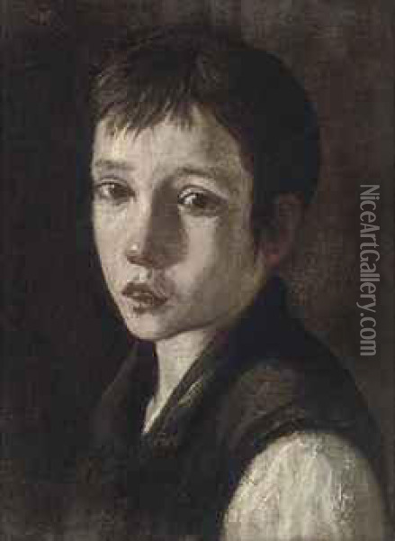 Portrait Of A Boy, Bust-length, In A White Shirt Oil Painting - Louis And Matthew Le Nain