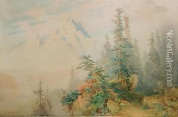 Alpine Scenery Oil Painting - Nicholas Chevalier