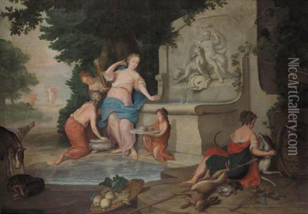 The Toilet Of Diana - A Dessus-de-porte Oil Painting - Gerard de Lairesse